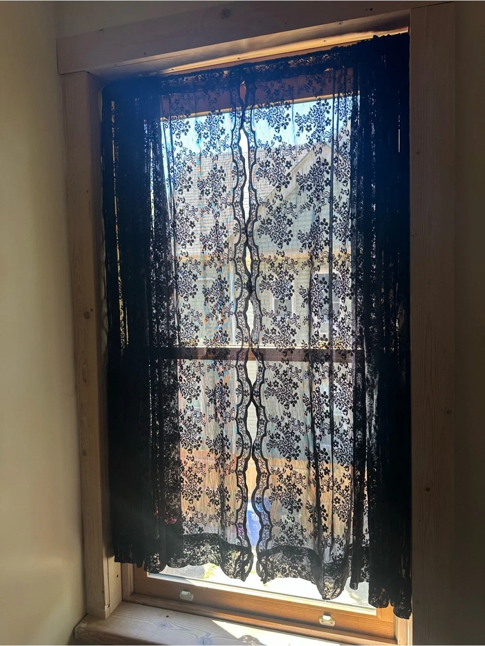 Black Lace Sheer Curtain Panel - Elegant Home Accents